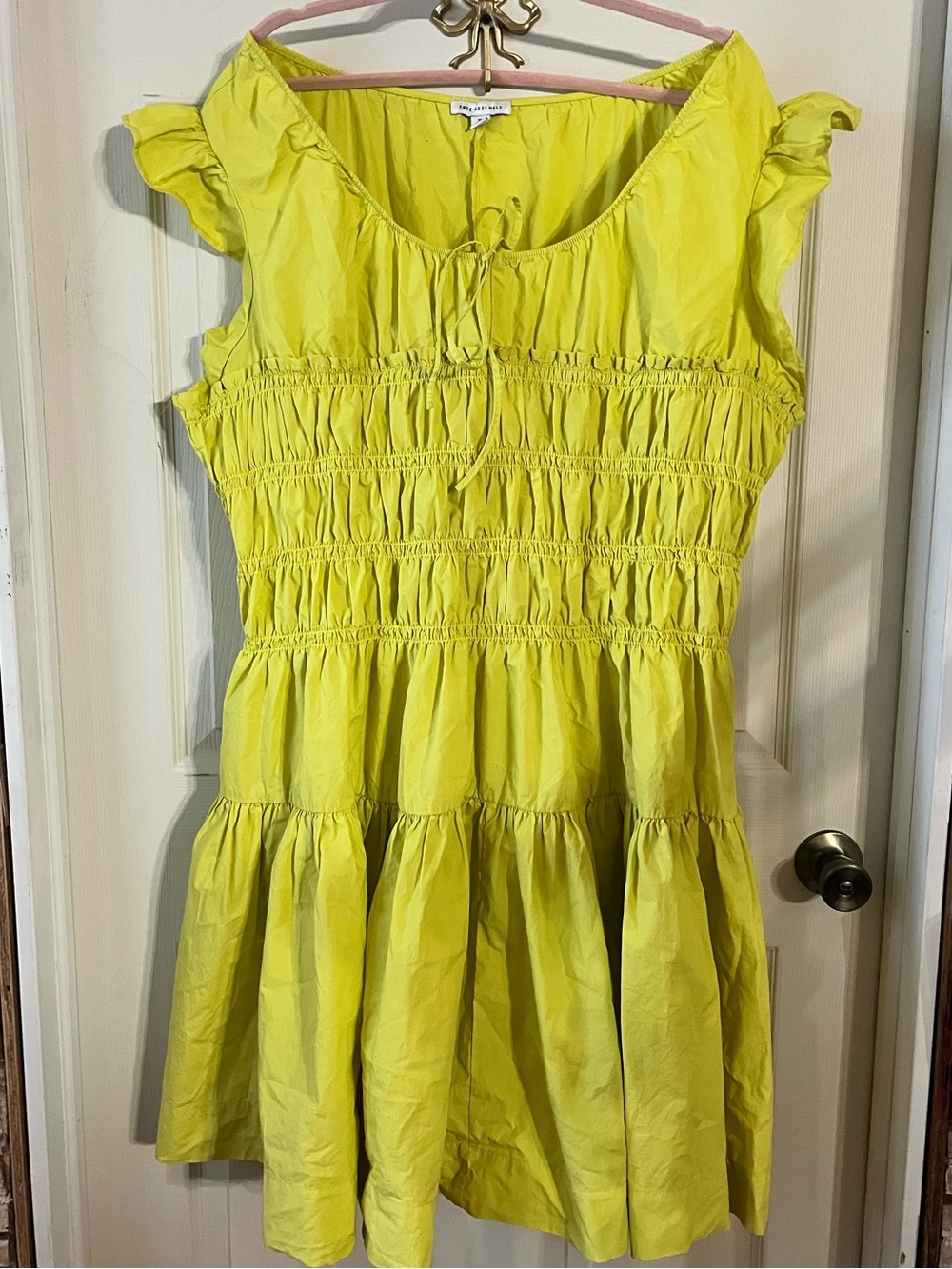 Chartreuse Smocked Tiered Dress